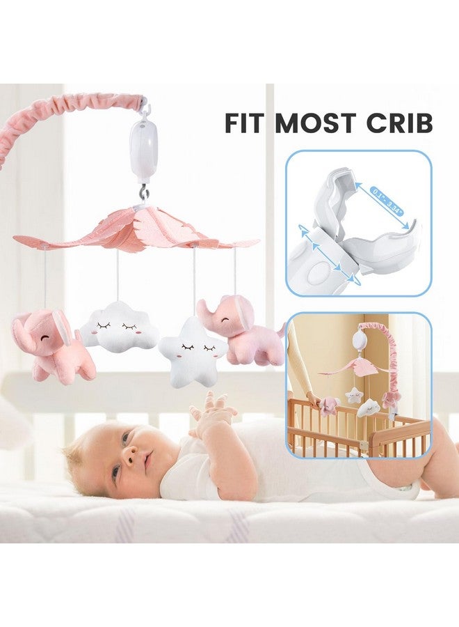 FEISIKE Crib Mobile for Girls Baby Mobiles with 3 Modes Digital Music Box（Turn Only, Music Only, Turn & Music, 35 Lullabies, Pink Elephant Nursery Mobile, Clamp Type, Pretty Box Packaging - Image 4