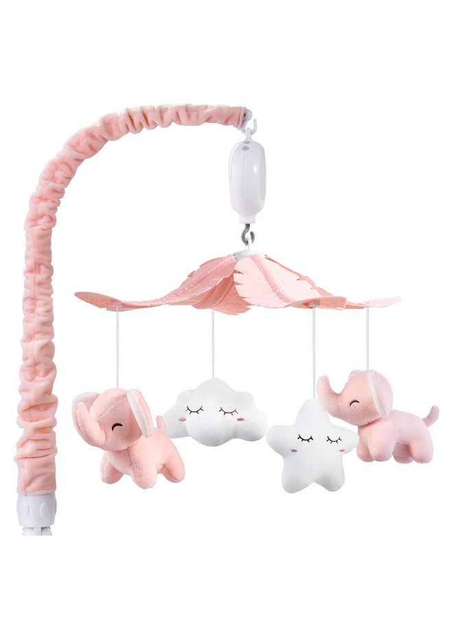FEISIKE Crib Mobile for Girls Baby Mobiles with 3 Modes Digital Music Box（Turn Only, Music Only, Turn & Music, 35 Lullabies, Pink Elephant Nursery Mobile, Clamp Type, Pretty Box Packaging - Image 1