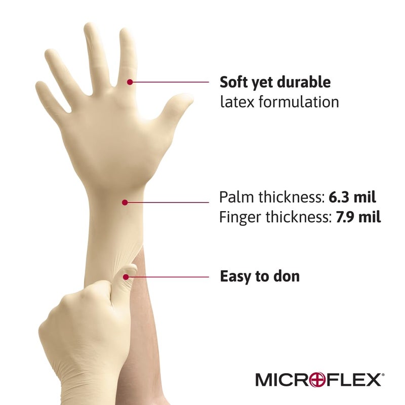 Ansell MICROFLEX Diamond Grip MF300 Disposable Latex Gloves for Automotive Healthcare Machinery Industries Small Natural Case of 1000 - Image 2