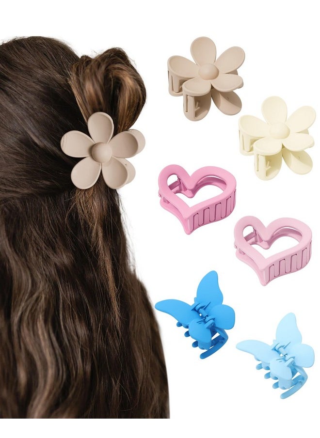 HAIMEIKANG 6 PCS HAIMEIKANG Matte Butterfly Hair Accessories - Non-Slip Hair Claws for Women and Girls, Strong Hold for Thin, Medium or Thick Hair, Heart Shape  - Image 1