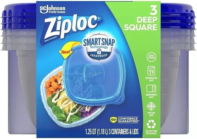 Ziploc Food Storage Container 125 Qt Deep Square 3Ct - Image 2