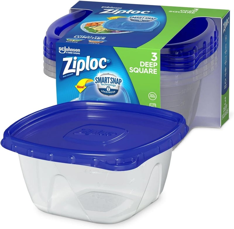 Ziploc Food Storage Container 125 Qt Deep Square 3Ct - Image 1