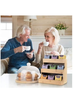 Arabest Wooden Tea Bag Organizer, Vertical Tea Bag Holder 9 Compartments, Bamboo Storage Shelf for Tea, Coffee, Creamer or Other Small Items  - Image 5
