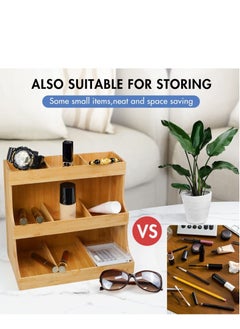 Arabest Wooden Tea Bag Organizer, Vertical Tea Bag Holder 9 Compartments, Bamboo Storage Shelf for Tea, Coffee, Creamer or Other Small Items  - Image 3