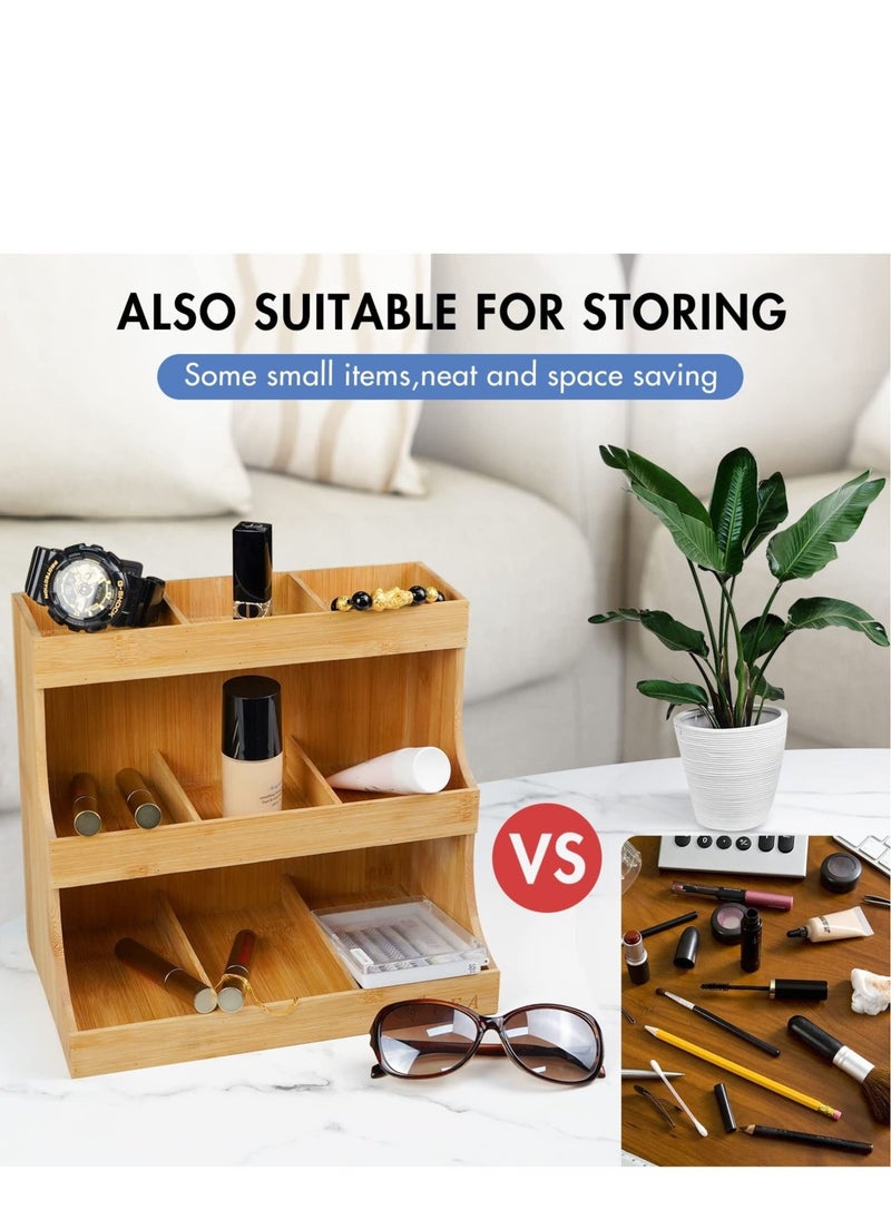 Arabest Wooden Tea Bag Organizer, Vertical Tea Bag Holder 9 Compartments, Bamboo Storage Shelf for Tea, Coffee, Creamer or Other Small Items  - Image 3