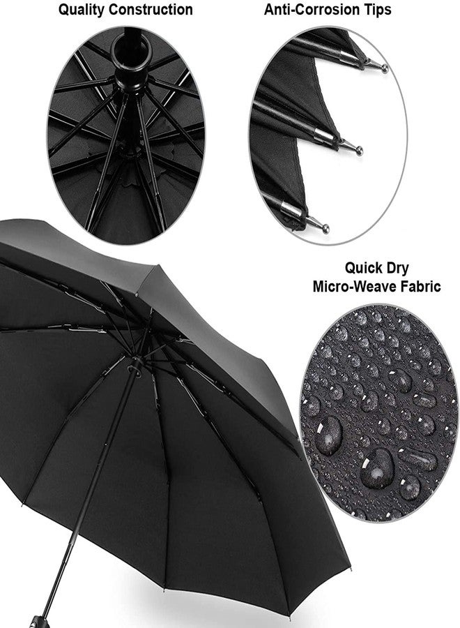 URVINOUS Umbrella Umberalla for Rain Big Size Men, Windproof Umbrellas Large for Man, Women, Kids, Girls, Boys - 3 Fold Uv Protective and Windproof with Auto Open and Close (Black) - Image 5