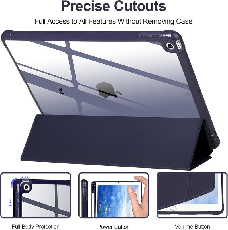 APHBZGE Case Compatible with iPad 9/8/7th Gen 10.2’’ 2019/2018/2017,Case for iPad 10.2 inch Shockproof Hard Shell Clear Cover with Pencil Holder,Auto Wake/Sleep,Navyblue - Image 3