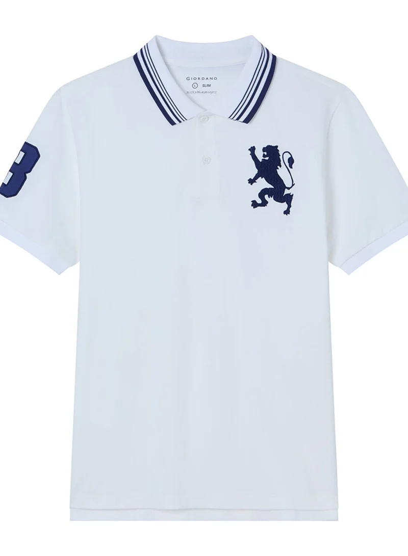 GIORDANO  Men’s Cotton Slim Polo with 3D Lion Embroidery for Men | Best Price UAE