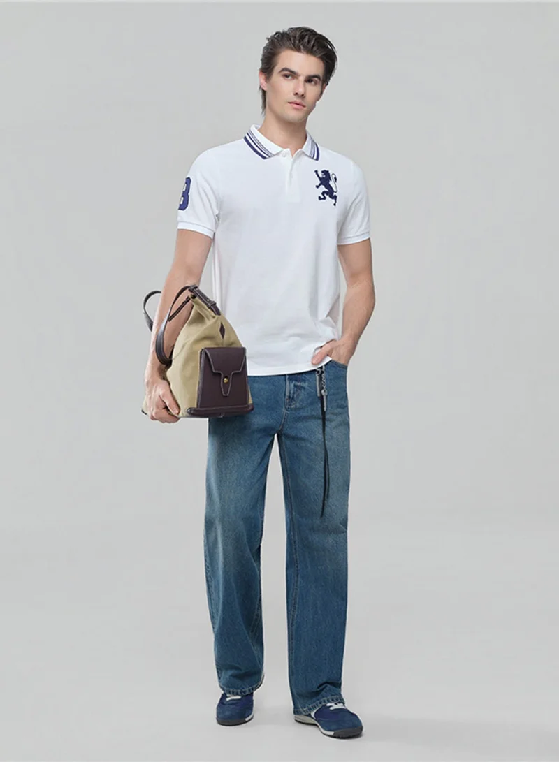 GIORDANO  Men’s Cotton Slim Polo with 3D Lion Embroidery for Men | Best Price UAE