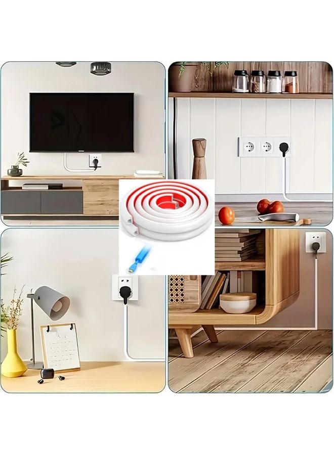 Black Self Adhesive Cable Protector Concealed Cable Manager for Wall and Floor Wiring 118 11 Inches - Image 5