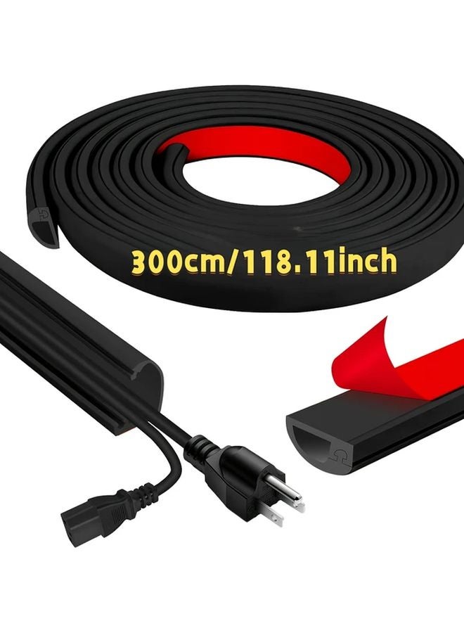 Black Self Adhesive Cable Protector Concealed Cable Manager for Wall and Floor Wiring 118 11 Inches - Image 1