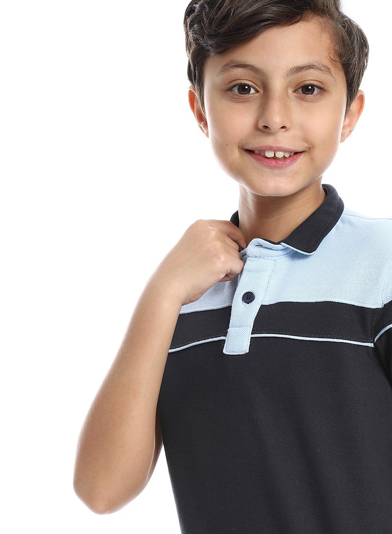 سيزار تيشرت بولو أولادي مزود بياقة وزراير - Image 3