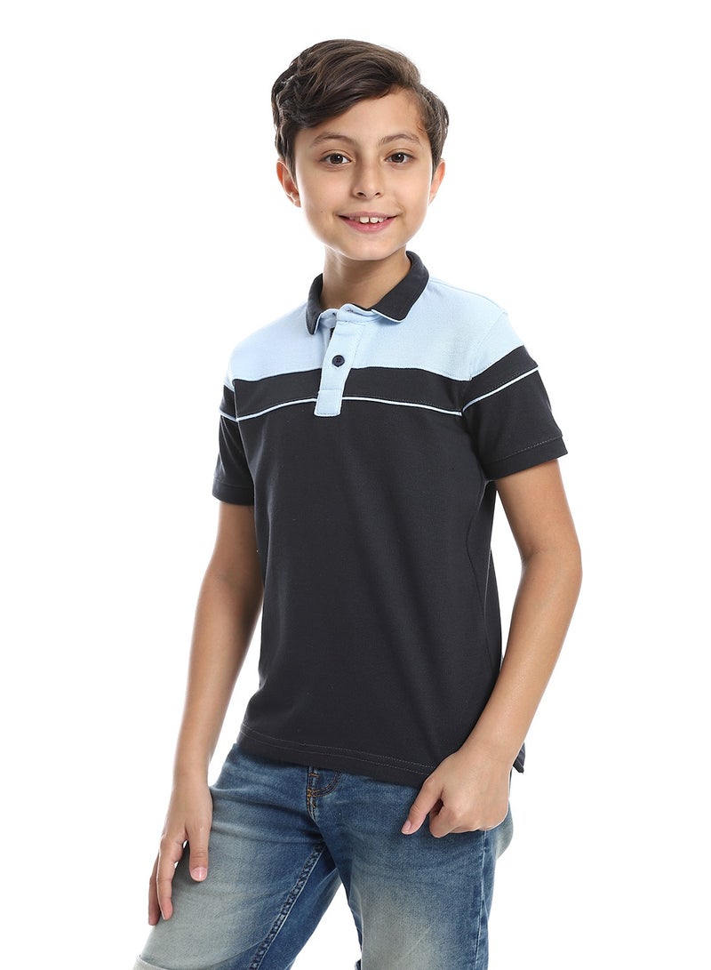 سيزار تيشرت بولو أولادي مزود بياقة وزراير - Image 2