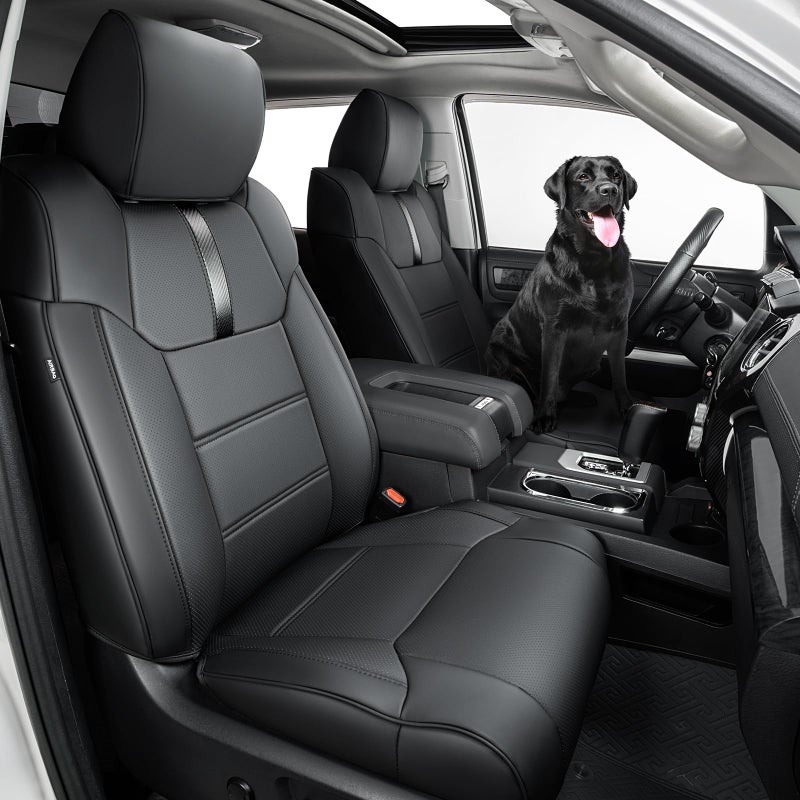 Super Cover for Toyota Tundra Seat Covers 20142021 CrewMax only Full Covered Leather Seat Protectors for Tundra 2021 2020 2019 2018 2017 2016 2015 2014 Truck Car Accessories with Carbon Fiber