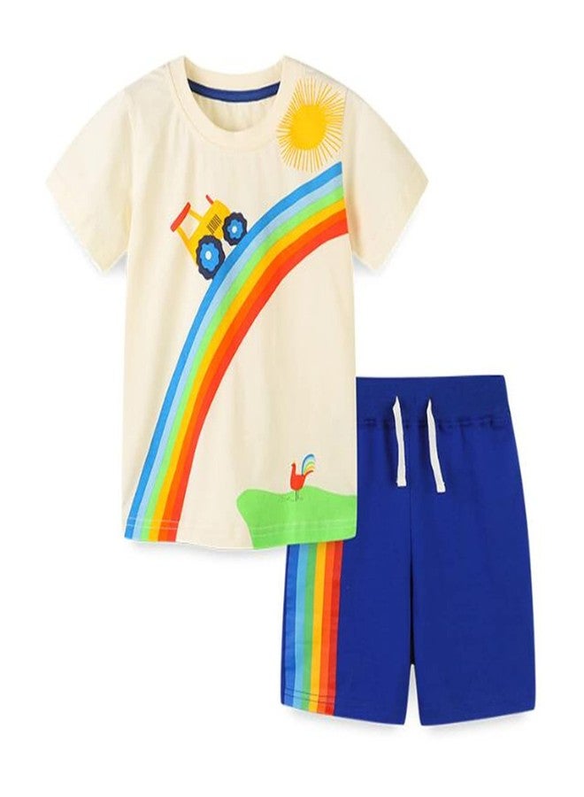 warmstraw Baby Boy Summer Short Sets Clothes Cotton T-Shirt Short Set Rainbow Cartoon Car Print 18-24M - Image 1