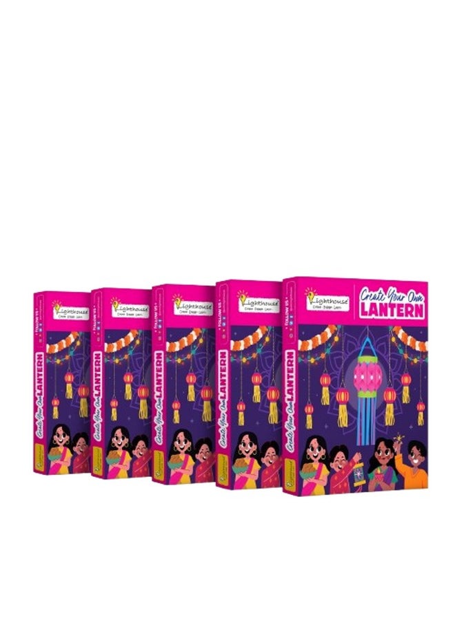 Lighthouse Lighthouse DIY Lantern Kit for Diwali | Art and Craft Kit for Kids | Diwali Decoration Kit, Includes Paper Cutouts, Sequences, Lantern Strips and More (Pack of 5)  - Image 1