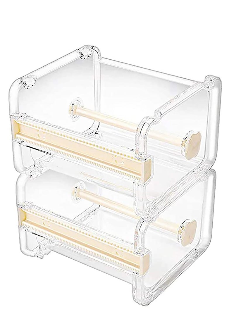 SYOSI Tape Cutter Holder with Making Tape, Clear Making Tape Dispenser, Transparent Tape Dispenser Roll Tape Holder for Gift Wrapping Scrapbooking Cards Diary DIY  - Image 1