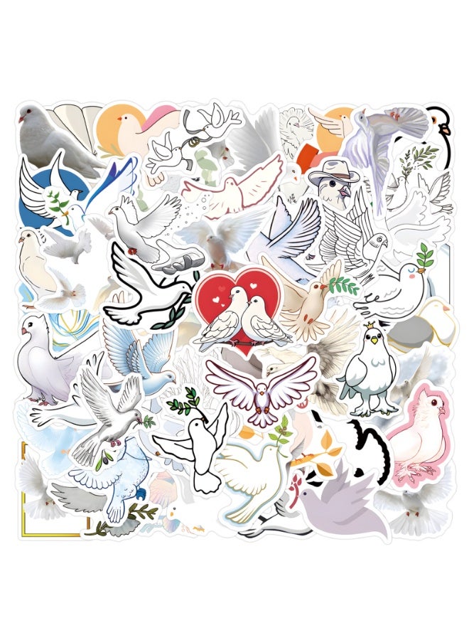 NIBEMINENT 55 Pcs Cartoon Dove Deco Kit Waterproof Stickers, High Definition Printing Bright Colors, Suitable for Laptop Skateboard Luggage Water Bottle Guitar DIY - Image 2