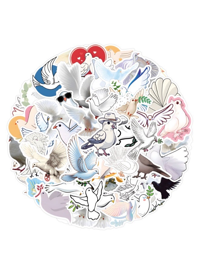 NIBEMINENT 55 Pcs Cartoon Dove Deco Kit Waterproof Stickers, High Definition Printing Bright Colors, Suitable for Laptop Skateboard Luggage Water Bottle Guitar DIY - Image 1