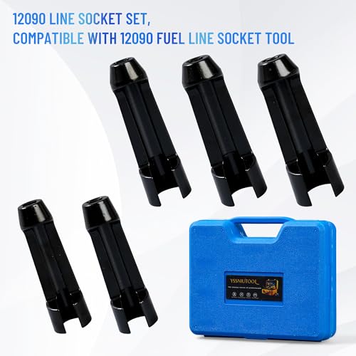 YSSNIUTOOL 5pcs 12090 Line Socket Set Fuel Injection Flare Nut Socket 17mm 19mm 21mm 22mm 24mmCompatible with 12090 Fuel Line Socket Tool for Audi VW BMW Ford Cummins Engines - Image 3