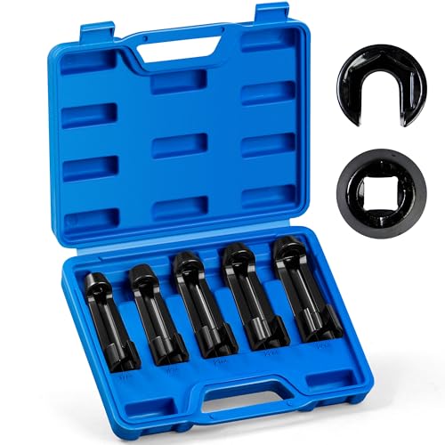YSSNIUTOOL 5pcs 12090 Line Socket Set Fuel Injection Flare Nut Socket 17mm 19mm 21mm 22mm 24mmCompatible with 12090 Fuel Line Socket Tool for Audi VW BMW Ford Cummins Engines - Image 1
