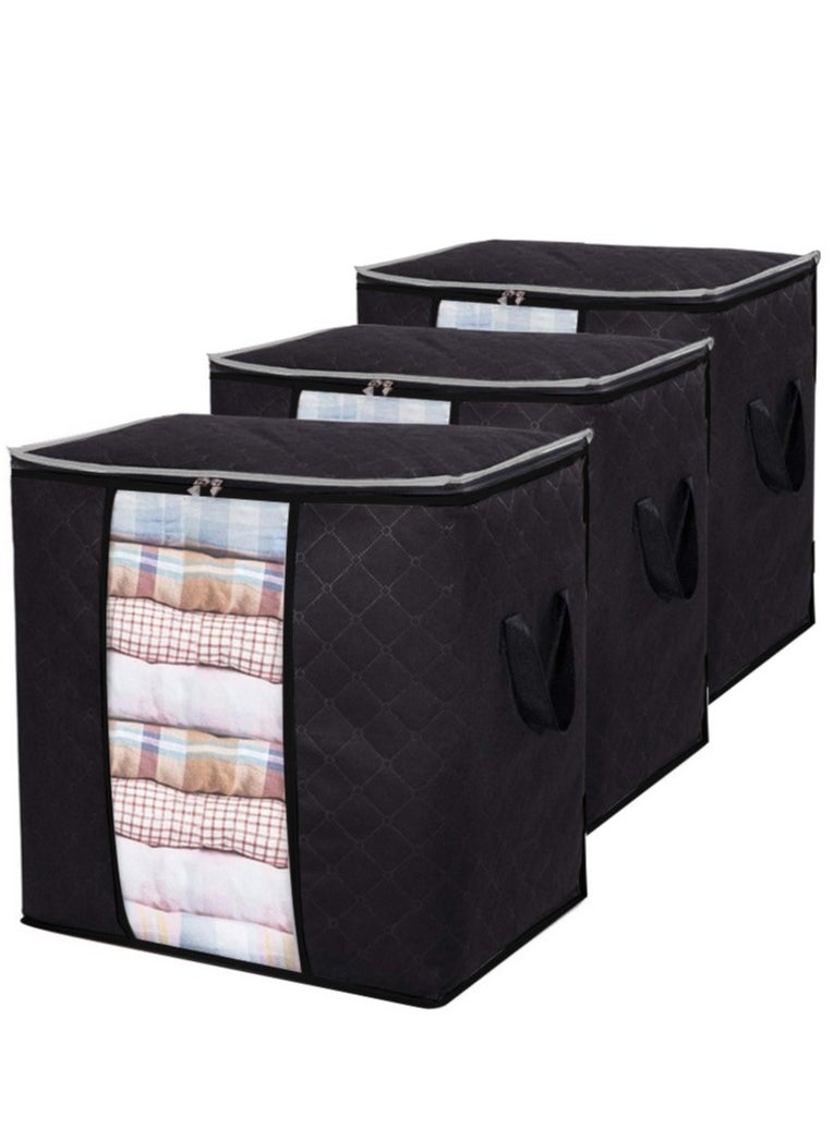 WALALLA - 3-Pack Storage Bag Large Capacity Clothes Organizer with Reinforced Handle Thick Fabric - Image 1