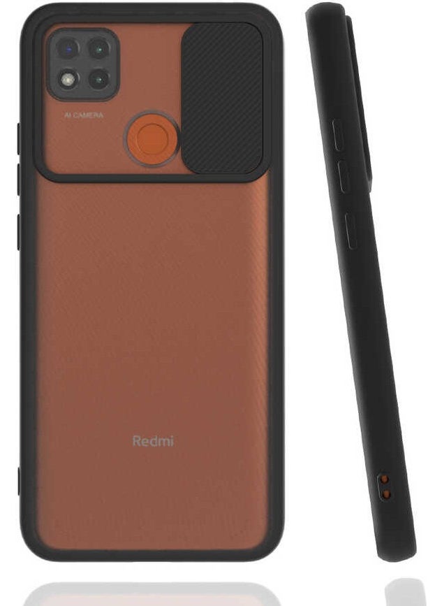 Nevarium Xiaomi Redmi 9c Case Lens Sliding Camera Protected Silicone - Black 