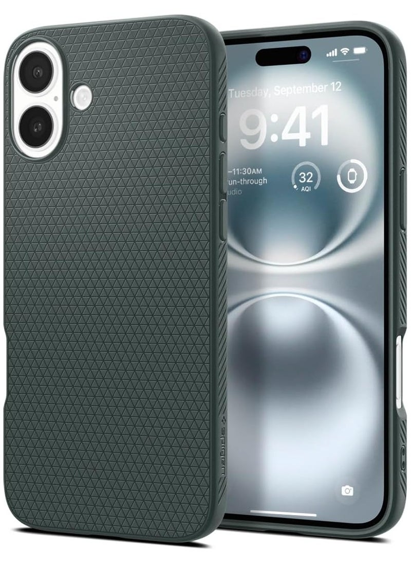 Spigen غطاء حماية Liquid Air لهاتف iPhone 16 Plus (2024) - أخضر داكن  - Image 1