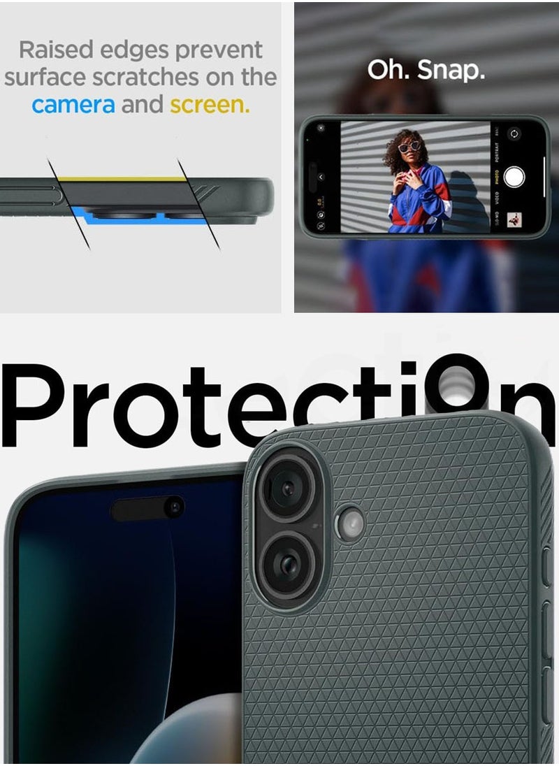 Spigen غطاء حماية Liquid Air لهاتف iPhone 16 Plus (2024) - أخضر داكن  - Image 3