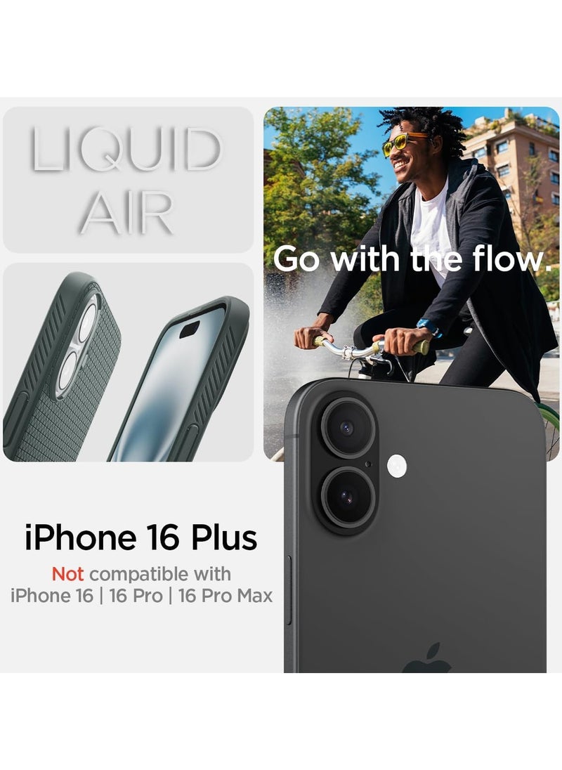 Spigen غطاء حماية Liquid Air لهاتف iPhone 16 Plus (2024) - أخضر داكن  - Image 2
