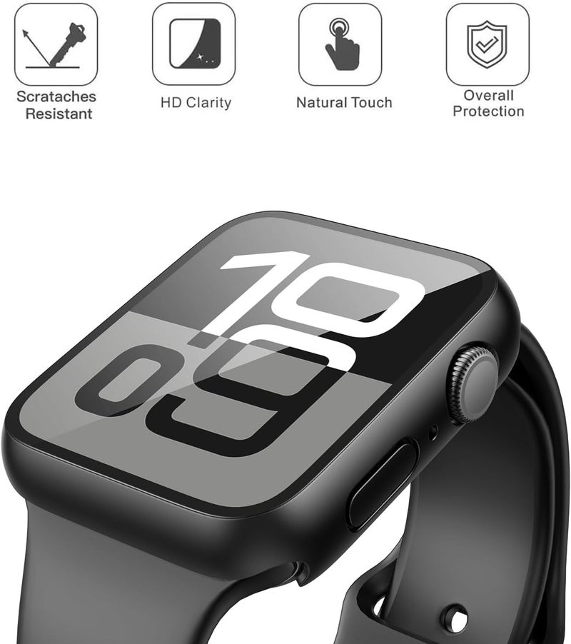 Misxi 2 Pack Tempered Glass Case Compatible for Apple Watch Series 11 Series 10 42mm, Hard PC Screen Protector Ultra-Thin Lightweight Scratch-Resistant Cover for iWatch, 1 Black + 1 Transparent - Image 3