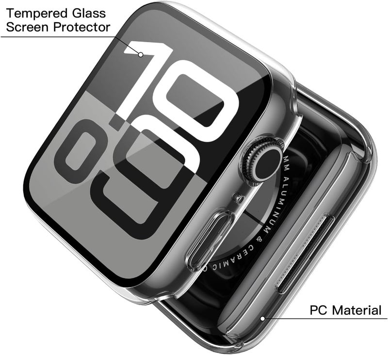 Misxi 2 Pack Tempered Glass Case Compatible for Apple Watch Series 11 Series 10 42mm, Hard PC Screen Protector Ultra-Thin Lightweight Scratch-Resistant Cover for iWatch, 1 Black + 1 Transparent - Image 4