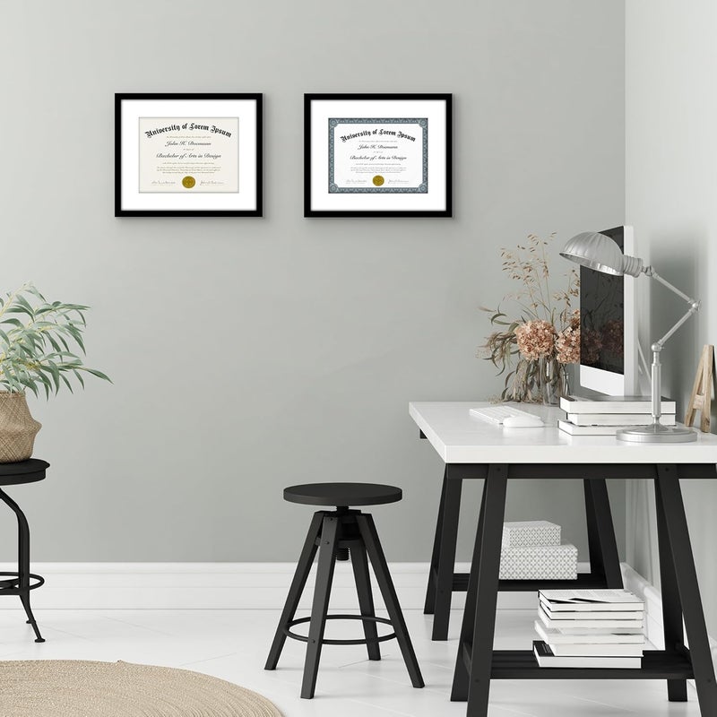 Americanflat 11.5x14 Picture Frame Set of 2 in Black - Use as 8.5x11 Picture Frame with Mat or 11.5x14 Frame Without Mat - Collage Picture Frames with Plexiglass Cover - Horizontal or Vertical Display - Image 5