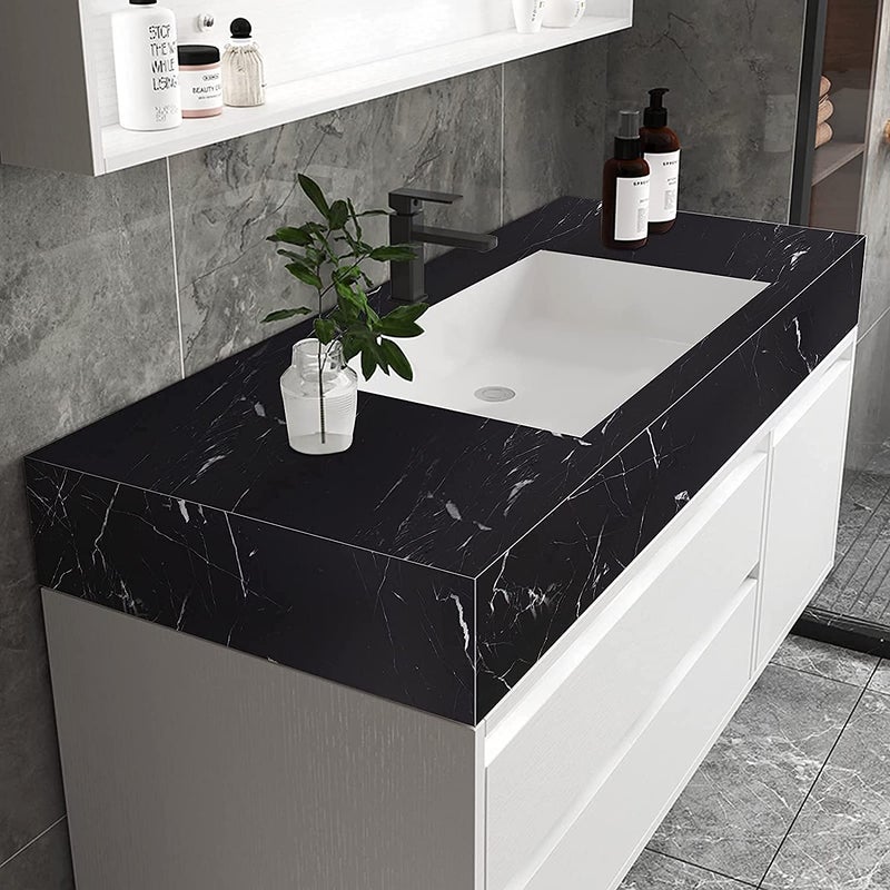 NAREVAL Wall Paper for Home Kitchen and Decorative Kitchen cabinets Marble Wallpaper Oil Proof Waterproof Floor Tiles Stickers Waterproof Large Wall Paper Marble Wallpaper Oil Proof Waterproof Floor Tiles Stickers Waterproof Size 60200 Cm Black Marble H9 - Image 4
