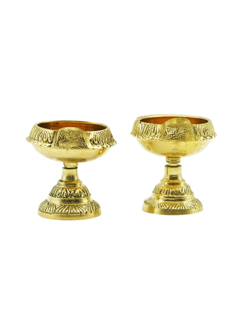 Dalvkot Dalvkot Brass Kuber Diyas Oil Lamps on Stand for Puja Room Decoration and Diwali Festival 2  - Image 2