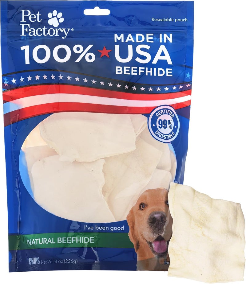 Pet Factory 100% Made in USA Beefhide Chips Dog Chews, Natural Flavor, Treats for Dogs - 8oz/1 Pack - Image 1