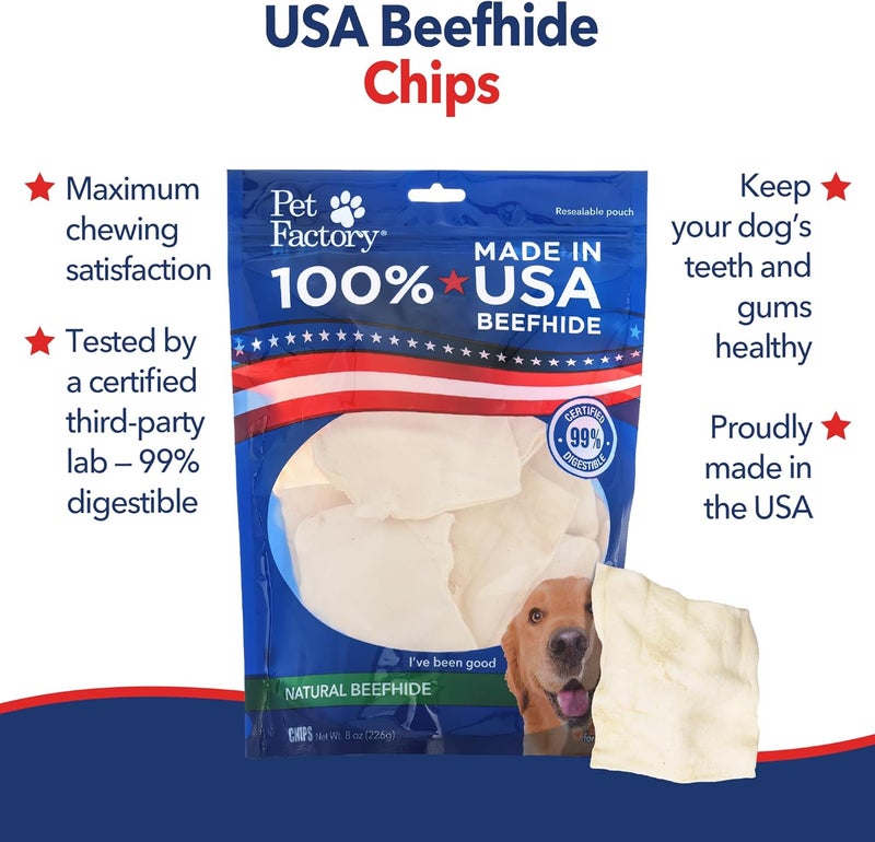 Pet Factory 100% Made in USA Beefhide Chips Dog Chews, Natural Flavor, Treats for Dogs - 8oz/1 Pack - Image 3