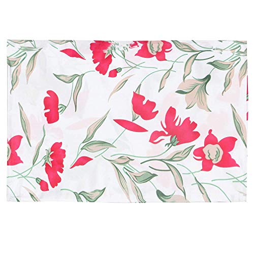MORADO® 3D Printed Glace Cotton 144 TC Double Bedsheet with 2 King Size Pillow Covers, White Red Flower - Image 4
