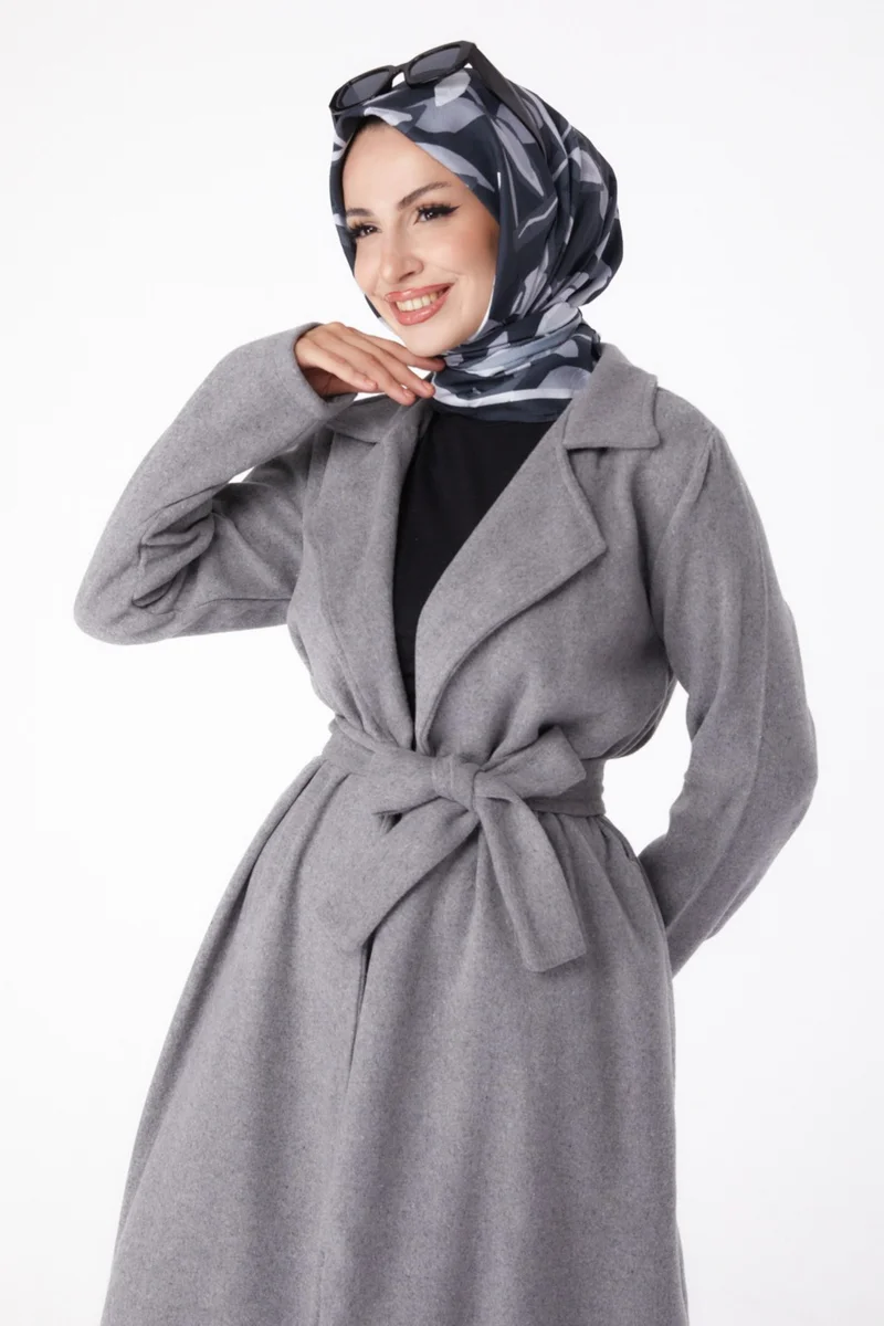 Tofisa Plain Double Breasted Women's Gray Cashmere Coat - 13287