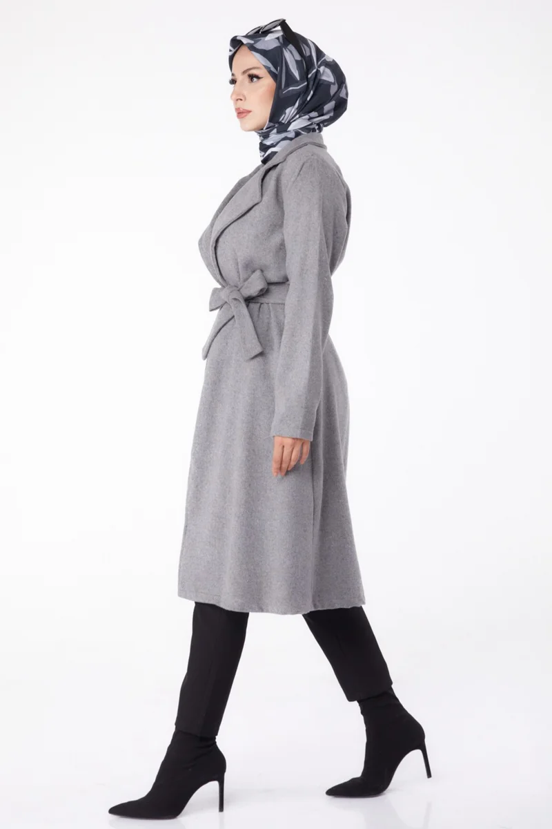 Tofisa Plain Double Breasted Women's Gray Cashmere Coat - 13287