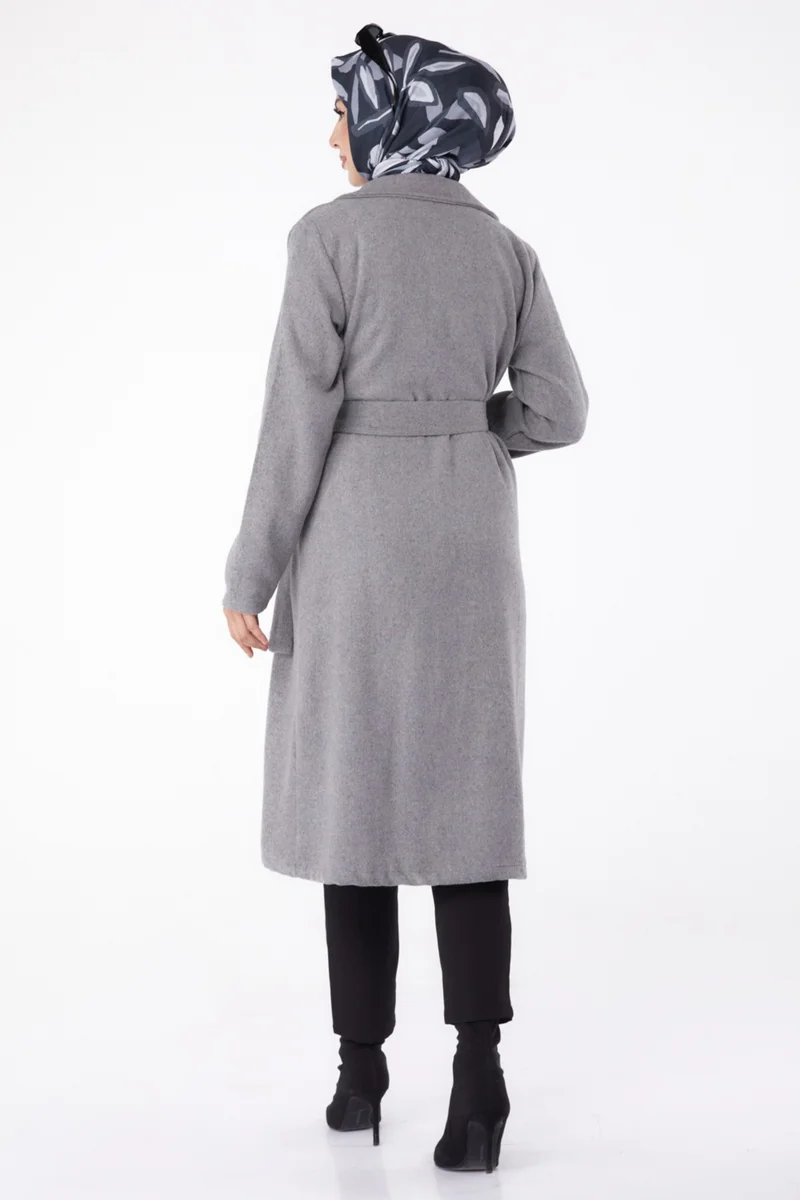 Tofisa Plain Double Breasted Women's Gray Cashmere Coat - 13287