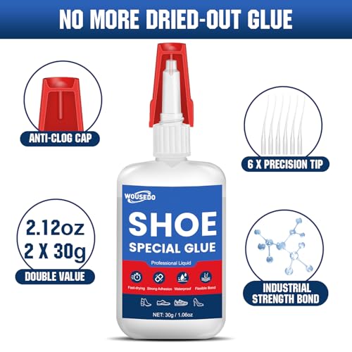 WOUSEDO 30g Shoe Super Glue - Quick Dry Strong Adhesive for Shoe Repair, Boots, Sneakers, Heels, Hiking Shoes, Leather, Handbags -Waterproof & Flexible. - Image 2