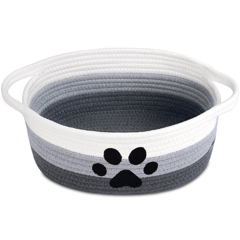 ABenkle Small Woven Basket with Handle Cute Dog Paw Baskets for Gifts Empty Decorative Rope Woven Storage Dog Toy Basket Nursery Baskets for Baby Shower 12 x 8 x 5 - Image 2