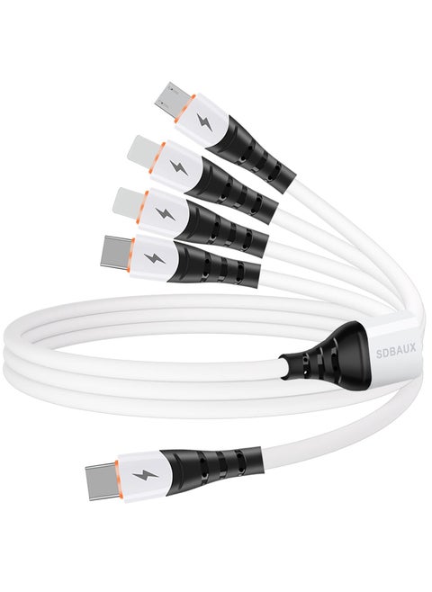 USB C PD Multi Cable 4 in 1 Dual iP Type C Micro Port Charger Cord,3A Fast Charging Cable Compatible with Most Mobile Phones and Electronic Devices Tablets 4FT White