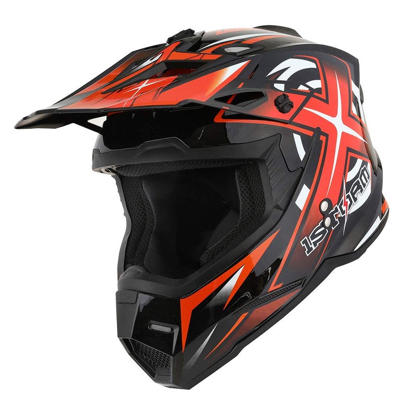 خوذة موتوكروس للكبار 1Storm BMX MX ATV دراجة نارية رباعية كاملة الوجه أسلوب سباق HF801 سونيك برتقالي