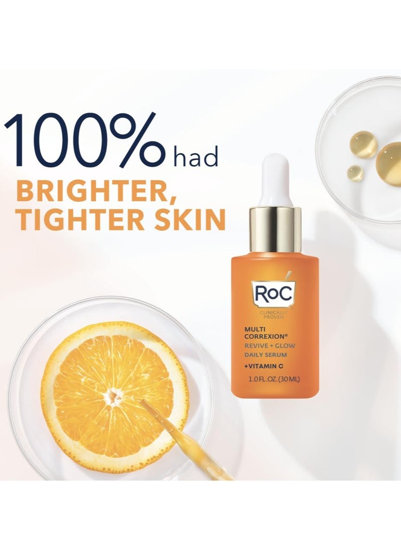 RoC - Multi Correxion Revive + Glow 10% Active Vitamin C Serum for Face, Daily Anti-Aging Wrinkle and Skin Tone Skin Care Treatment, Brightening Serum, 1 Fluid Ounce - Image 1
