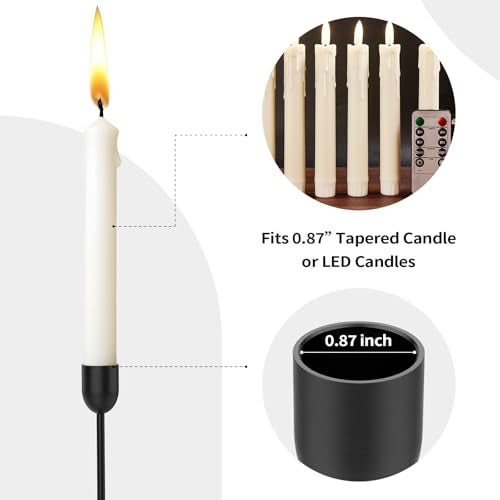 ChefBee Black Tall Candle Candlestick Holder, 3PCS Taper Pillar Candle Sticks Stand Holders Decor, Centerpiece Dining Table Wedding Festive Fireplace Mantle Vintage Room Decorations, Housewarming Gift - Image 4