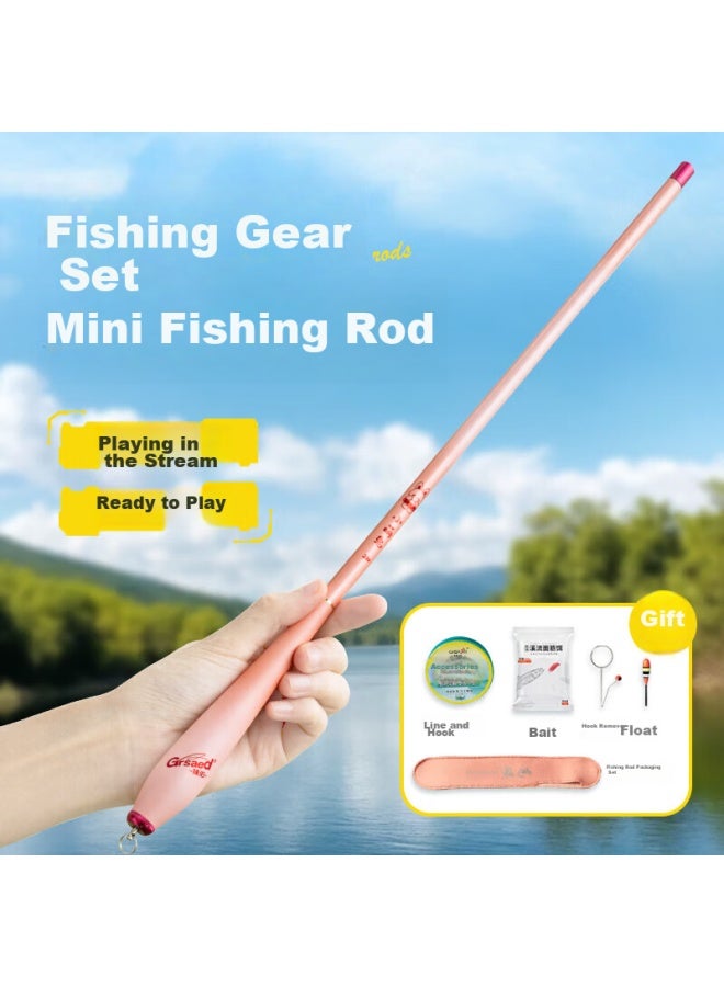 Grsaed Children's Fishing Rod Set, Beginner-specific Real Fishing Rod For Kids, Shrimp And Crab Fishing Rod, Mini Short-section Fishing Rod, 1.5m, Pink - Image 1