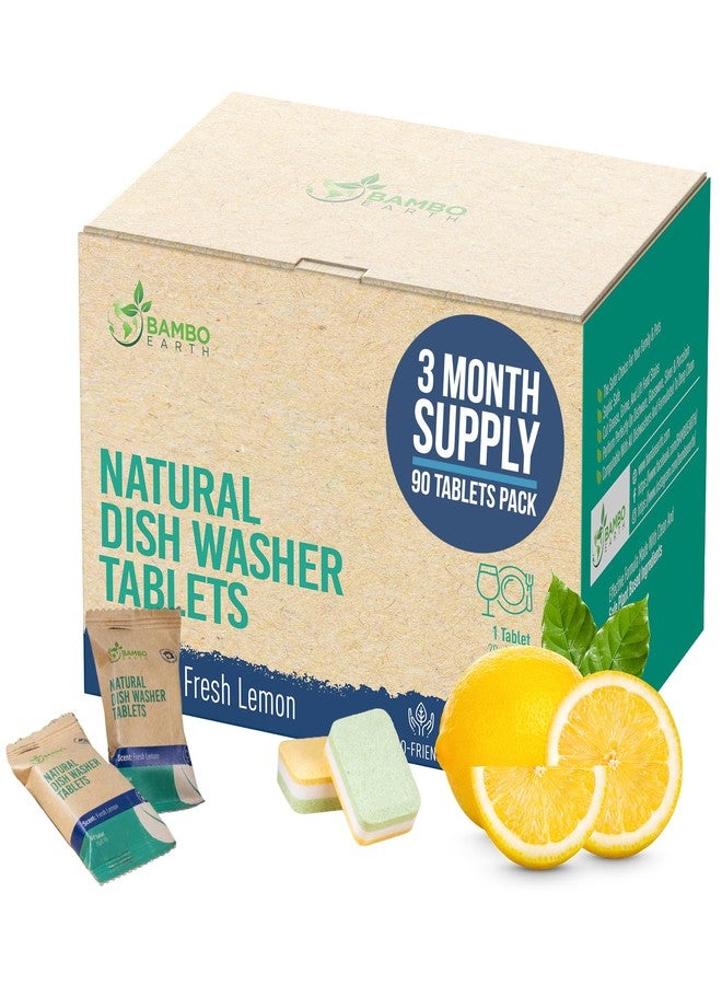 BAMBOEARTH Natural Dishwasher Detergent Tablets - Plant Based Alternative Refill Pack Dishwashing Tabs - Eco-Friendly And Plastic Free Way To Cleaner Dishes - 30/60/90 Refills Dish Washer Soap Pods (90 Pack) - Image 1