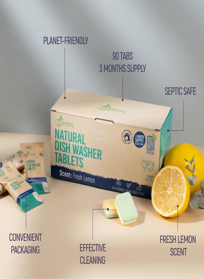 BAMBOEARTH Natural Dishwasher Detergent Tablets - Plant Based Alternative Refill Pack Dishwashing Tabs - Eco-Friendly And Plastic Free Way To Cleaner Dishes - 30/60/90 Refills Dish Washer Soap Pods (90 Pack) - Image 2